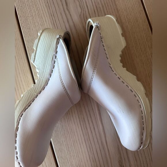 Vollsja Geniune Leather Wooden Clogs Made in EU White size 40/ 10 - Picture 7 of 10